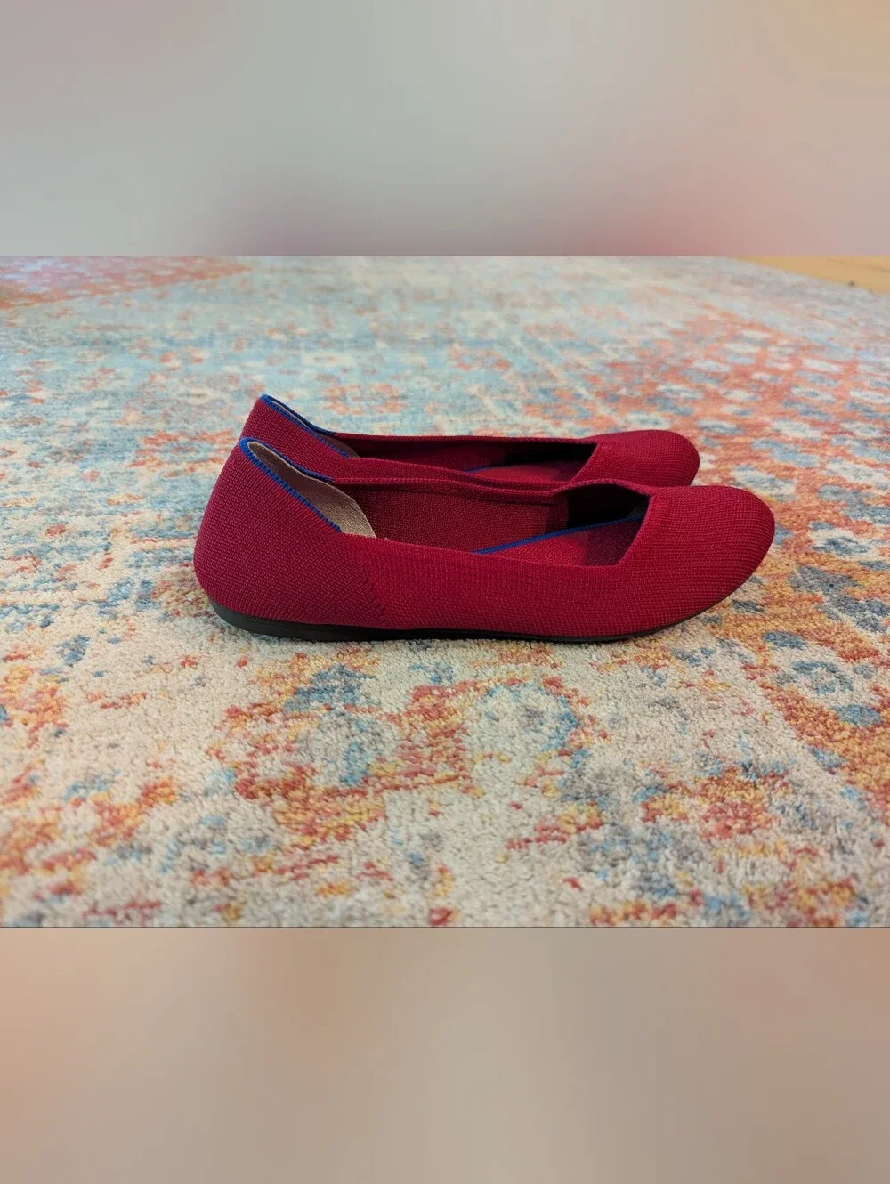 Rothy's Womens 8.5 The Flat Round Toe Ballet Flats Shoes Red Washable